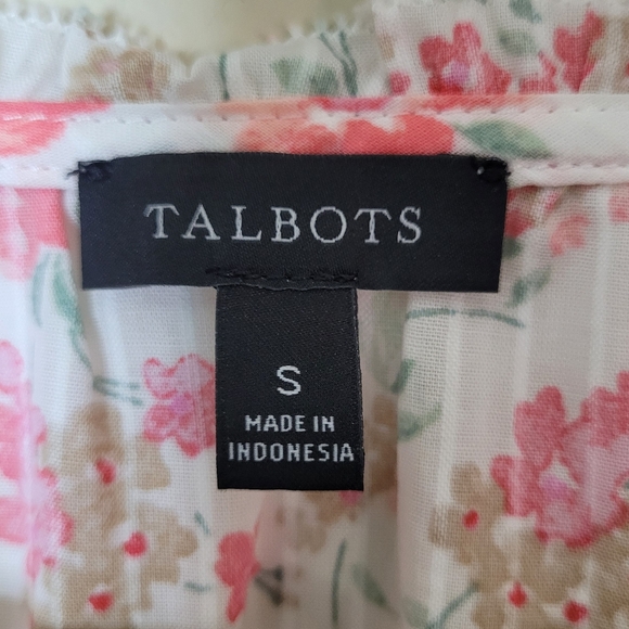 Talbots Ruffle Pintuck Blouse In Swirly Ditsy Floral Size S Button Front - Picture 9 of 10